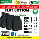 Flat Bottom Hitam 18x26cm Plastik Klip Standing Pouch Ziplock Kemasan