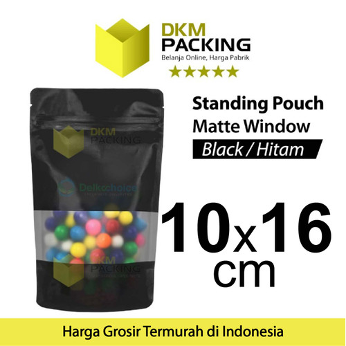 Plastik Klip BLACK MATTE WINDOW VARIAN Standing Pouch Kemasan Makanan
