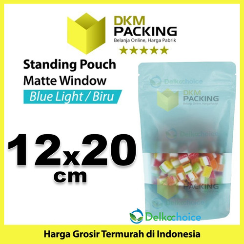 Standing Pouch BLUE MATTE WINDOW VARIAN Plastik Klip Kemasan Makanan
