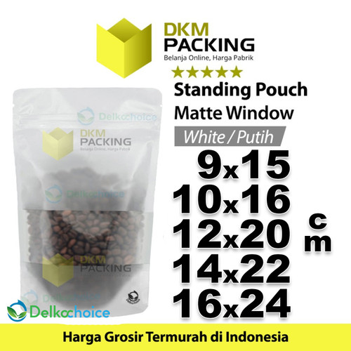 Plastik Klip 16x24cm WHITE MATTE WINDOW Standing Pouch Kemasan Makanan