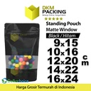Plastik Klip 14x22cm BLACK MATTE WINDOW Standing Pouch Kemasan Makanan