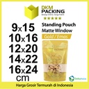 Standing Pouch 14x22cm GOLD MATTE WINDOW Plastik Kemasan Makanan