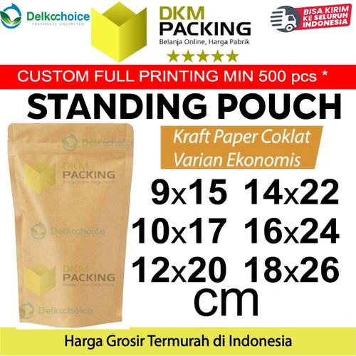 Standing Pouch Kraft Paper Ekonomis FULL ZIPLOCK DELKOCHOICE
