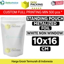 Plastik Klip 10x16cm White Full Metalize Foil Ziplock Standing Pouch