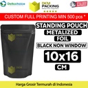 Plastik Klip 10x16cm Black Full Metalize Foil Ziplock Standing Pouch