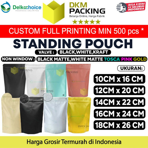 Standing Pouch Full Metalize Foil Ziplock Plastik Klip Makanan