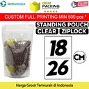 Standing Pouch Clear 18x26 Plastik Klip Bening Ziplock Sealer Makanan