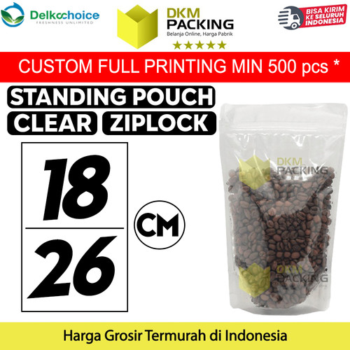 Plastik Klip Bening 18x26 Standing Pouch Clear Ziplock Sealer Makanan