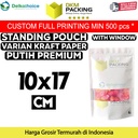 Standing Pouch 10x17cm White Kraft Window ZIPLOCK Plastik Klip Sealer