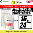Plastik Klip White KRAFT 16x24cm Standing Pouch ZIPLOCK DELKOCHOICE