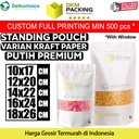 Plastik Klip White Kraft Window Standing Pouch Kemasan Makanan Snack ZIPLOCK DELKOCHOICE