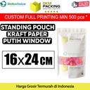 Plastik Klip White KRAFT Window 16x24cm Standing Pouch ZIPLOCK