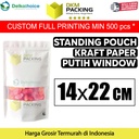 Plastik Klip White KRAFT Window 14x22cm Standing Pouch ZIPLOCK