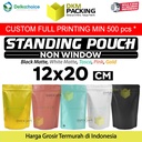 Standing Pouch Ziplock 12x20cm Plastik Klip Makanan Full Metalize Foil