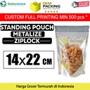 Standing Pouch 14x22cm Plastik Klip Ziplock Clear Metalize Alumunium