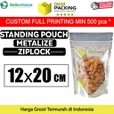 Standing Pouch 12x20cm Clear Metalize Alumunium Plastik Klip Ziplock