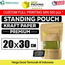 Kraft Paper 20x30cm Standing Pouch Window Ziplock Kemasan Makanan