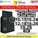 Flat Bottom with VALVE Standing Pouch Ziplock Plastik Klip Kopi Hitam