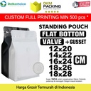 Flat Bottom VALVE Coffee Standing Pouch Ziplock Plastik Klip Kopi