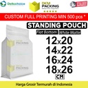 Flat Bottom VALVE Standing Pouch Ziplock Plastik Klip Kopi Putih