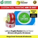Lakban FRAGILE Mascot 48mm JANGAN DIBANTING HANDLE WITH CARE KARGO DUS