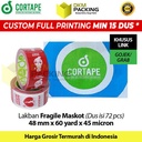 Lakban FRAGILE Mascot 48mm JANGAN DIBANTING HANDLE WITH CARE GOJEK DUS