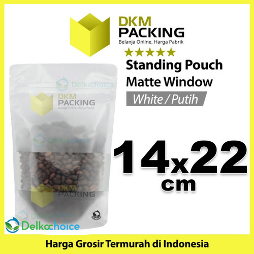 Standing Pouch 14x22cm WHITE MATTE WINDOW Plastik Kemasan Makanan