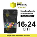 Standing Pouch 16x24cm BLACK MATTE WINDOW Plastik Kemasan Makanan