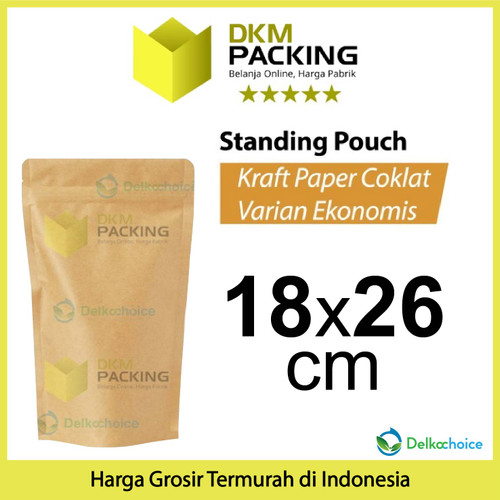 Standing Pouch 18x26cm Kraft Paper Ekonomis FULL ZIPLOCK Plastik Klip