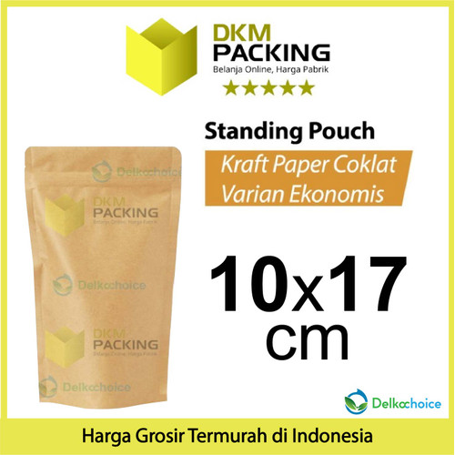 Standing Pouch 10x17cm Kraft Paper Ekonomis FULL ZIPLOCK Plastik Klip