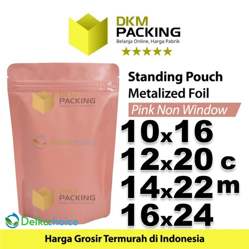 Plastik Klip 16x24cm Pink Full Metalize Foil Ziplock Standing Pouch