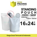Plastik Klip 16x24cm White Full Metalize Foil Ziplock Standing Pouch