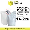 Plastik Klip 14x22cm White Full Metalize Foil Ziplock Standing Pouch