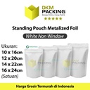 Plastik Klip 12x20cm White Full Metalize Foil Ziplock Standing Pouch