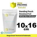 Plastik Klip 10x16cm White Full Metalize Foil Ziplock Standing Pouch
