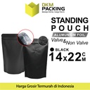 Plastik Klip 14x22cm Black Full Metalize Foil Ziplock Standing Pouch
