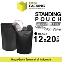 Plastik Klip 12x20cm Black Full Metalize Foil Ziplock Standing Pouch