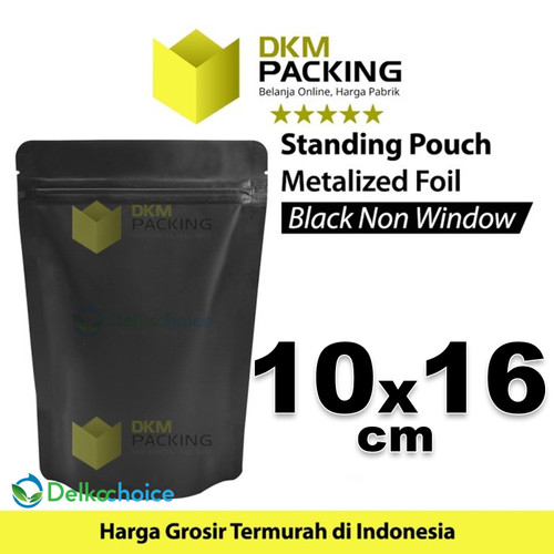 Plastik Klip 10x16cm Black Full Metalize Foil Ziplock Standing Pouch