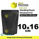 Plastik Klip 10x16cm Black Full Metalize Foil Ziplock Standing Pouch