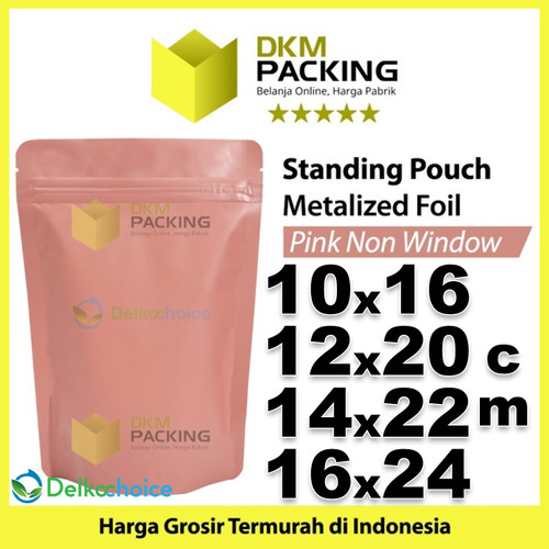 Standing Pouch 16x24cm Pink Full Metalize Foil Ziplock Plastik Klip