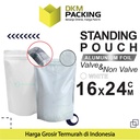 Standing Pouch 16x24cm White Full Metalize Foil Ziplock Plastik Klip