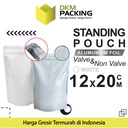 Standing Pouch 12x20cm White Full Metalize Foil Ziplock Plastik Klip