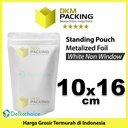 Standing Pouch 10x16cm White Full Metalize Foil Ziplock Plastik Klip
