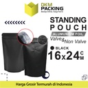 Standing Pouch 16x24cm Black Full Metalize Foil Ziplock Plastik Klip