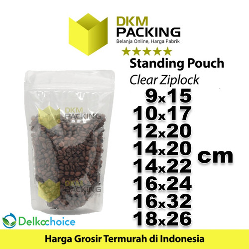 Standing Pouch Clear 18x26 Plastik Klip Bening Ziplock Sealer Makanan