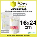 Standing Pouch 16x24cm White Kraft ZIPLOCK Plastik Klip Sealer Makanan
