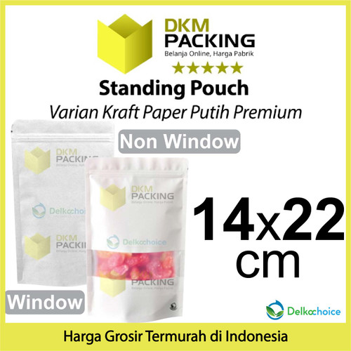 Standing Pouch 14x22cm White Kraft ZIPLOCK Plastik Klip Sealer Makanan