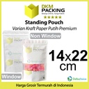 Standing Pouch 14x22cm White Kraft ZIPLOCK Plastik Klip Sealer Makanan
