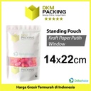 Standing Pouch 14x22cm White Kraft Window ZIPLOCK Plastik Klip Sealer