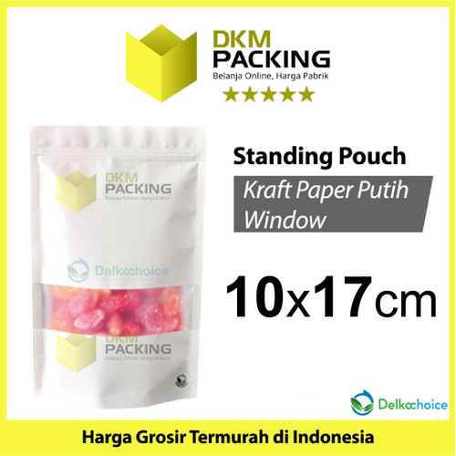 Standing Pouch 10x17cm White Kraft Window ZIPLOCK Plastik Klip Sealer